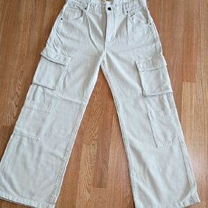 Wide Leg Cotton On Women's Cream Cargo Pants